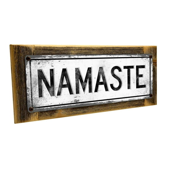 Framed, Outdoor Namaste 4"x12" Metal Sign, Wall Décor for Inspirational