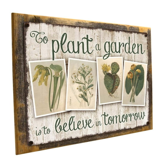 Framed, Outdoor Plant a Garden 9"x12" Metal Sign, Wall Decor for Porch, Patio, or Deck, Hand-Crafted from reclaimed materials