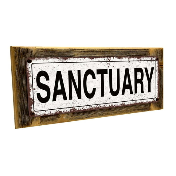 Framed, Outdoor Sanctuary 4"x12" Metal Sign, Wall Décor for Home and Office