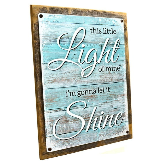 Framed, Outdoor This Little Light of Mine 9"x12" Metal Sign, Wall Decor for Porch, Patio, or Deck, Hand-Crafted from reclaimed materials