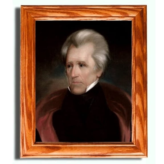Framed Portrait of American President Andrew Jackson on Canvas. Patriotic Wall Decor, Wall Art.