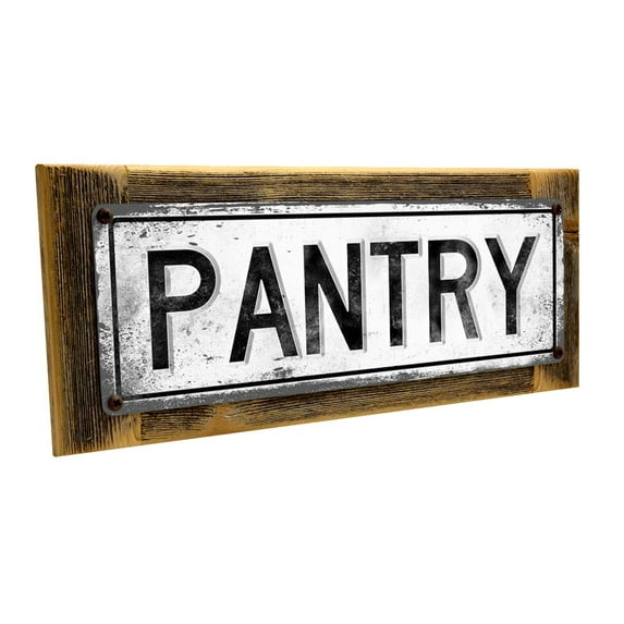 Framed Pantry 4"x12" Metal Sign, Wall Décor for Kitchen and Dining