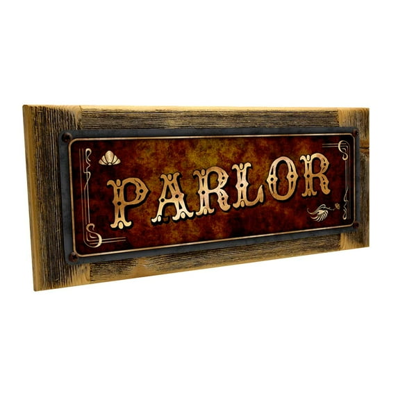 Framed Parlor 4"x12" Metal Sign, Wall Décor for Home and Office