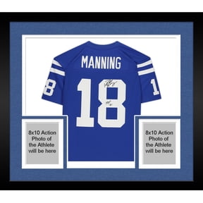 Framed Peyton Manning Indianapolis Colts Autographed Blue Mitchell & Ness Replica Jersey with "HOF 21" Inscription - Fanatics Authentic Certified