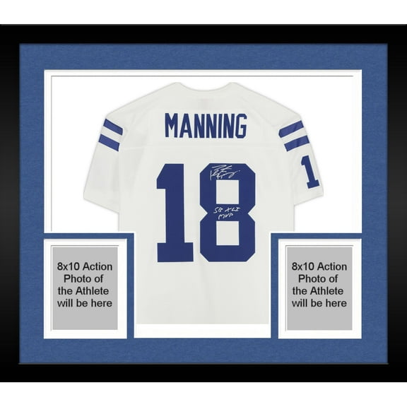 Framed Peyton Manning Indianapolis Colts Autographed White Mitchell & Ness Replica Jersey with "SB XLI MVP" Inscription - Fanatics Authentic Certified