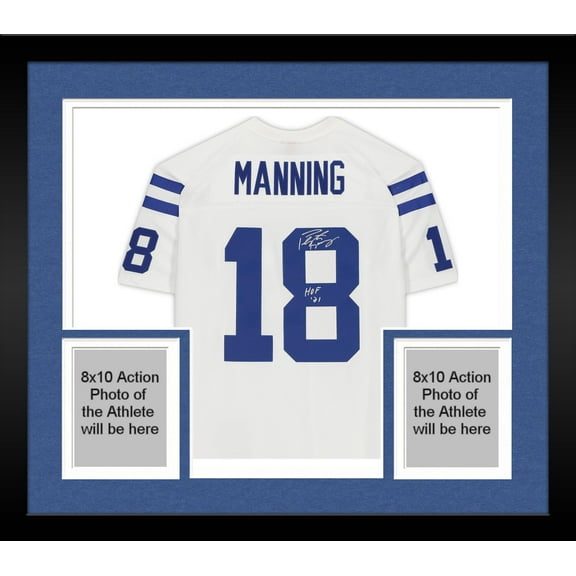 Peyton Manning Indianapolis Colts Autographed White Mitchell & Ness Replica Jersey with "HOF 21" Inscription