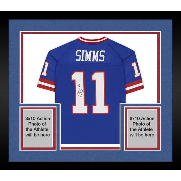 Framed Phil Simms New York Giants Autographed Mitchell & Ness Blue Replica Jersey - Fanatics Authentic Certified