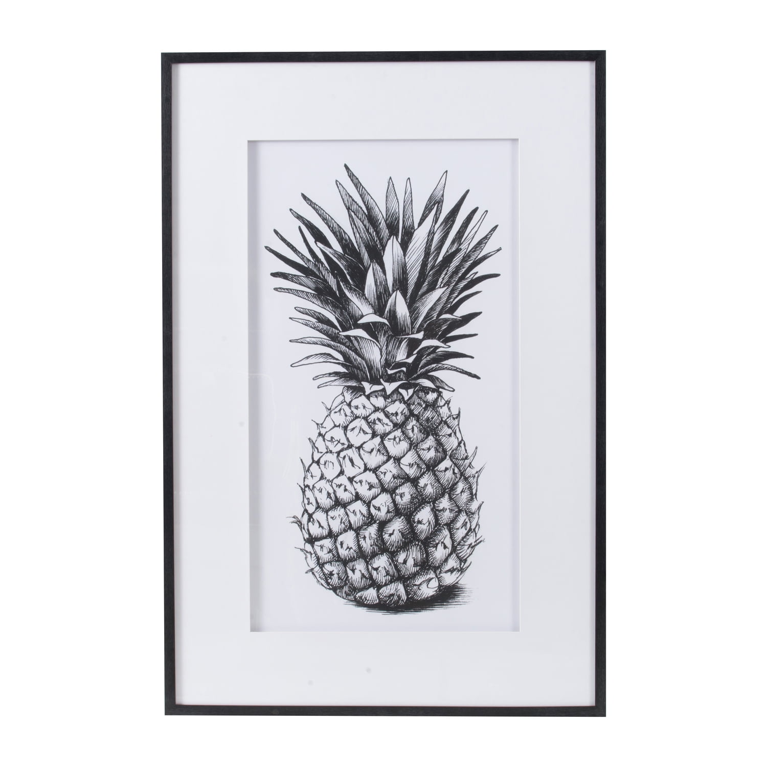 Black and White Pineapple Print in Black Frame