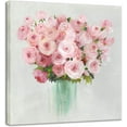 thumbnail image 1 of Framed Pink Flowers Canvas Prints Wall Art Roses in Vase Wall Decor Nature Rustic Woman Home Decor Painting Picture for Bathroom Bedroom Living Room Ready To Hang 12"X 12", 1 of 6