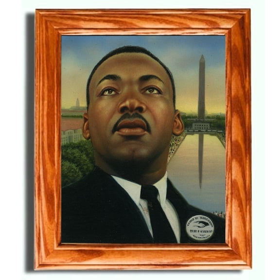 Framed Portrait of Dr Martin Luther King Jr on canvas. Civil Rights Leader