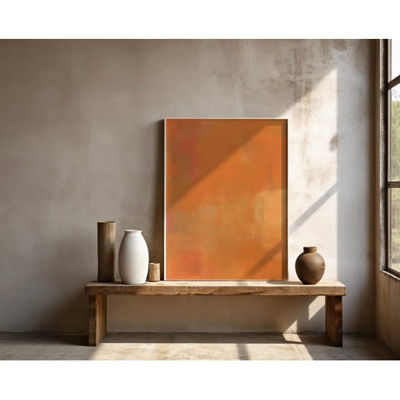 Framed Poster Wall Art Amber Orange Abstract Color Field Minimalist Print Ready to Hang