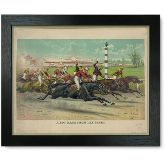 Framed Print: A Hot Race From The Start, 1893