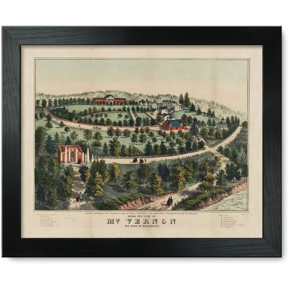 Framed Print: Birds Eye View Of Mt. Vernon The Home Of Washington, 1859
