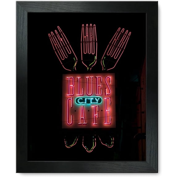Framed Print: Blues City Cafe Neon Sign, Beale Street, Memphis, Tennessee, 2008