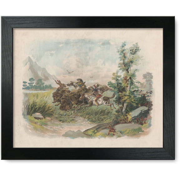 Framed Print: Buffalo Hunt In The Wild West, 1897
