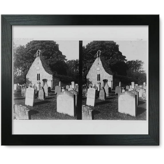 Framed Print: Church With Cemetery In Front, circa 1890