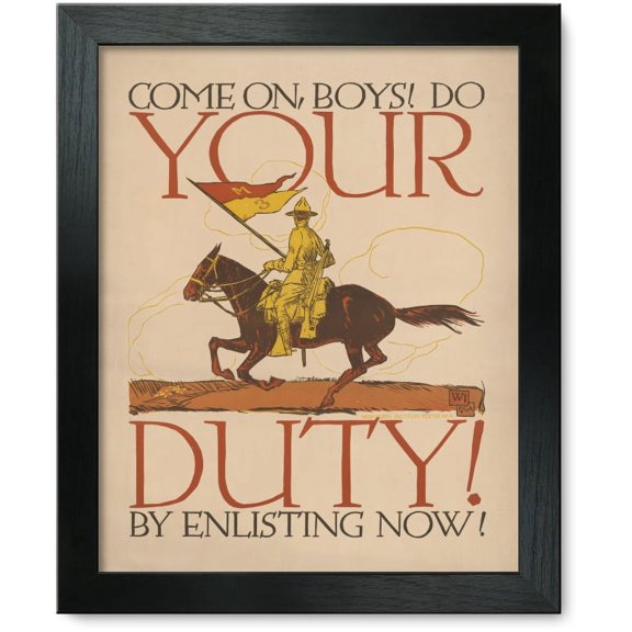 Framed Print: Come On, Boys! Do Your Duty By Enlisting Now!, 1917