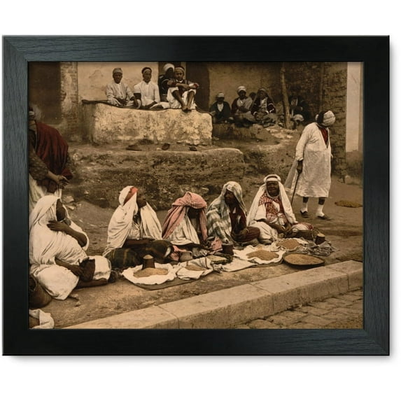 Framed Print: Couscous Sellers And An Arab Cafe, Tunis, Tunisia, 1899