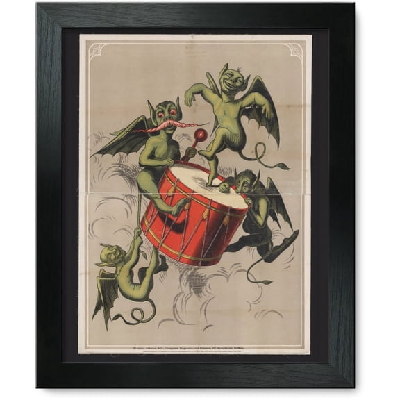 Framed Print: Devilish Figures Beating A Drum, 1870