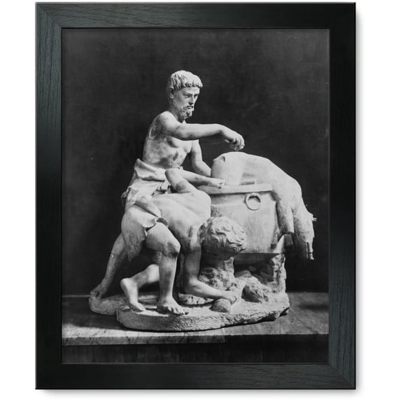 Framed Print: Due Uomini Che Attendono Alla Pelature Di Un Maiale (Farnese)