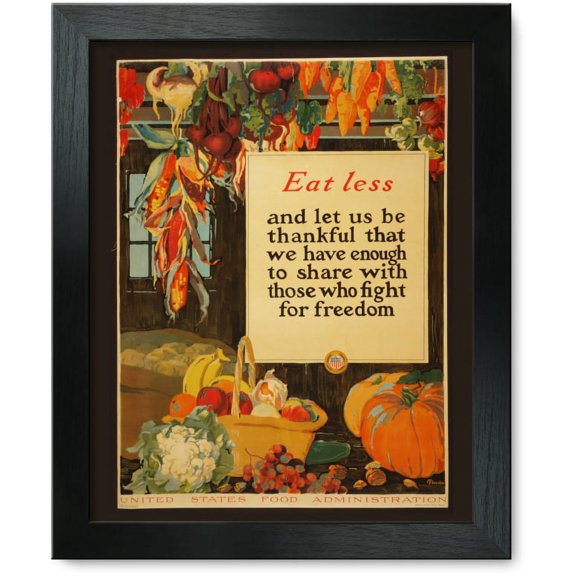Framed Print: Eat Less, And Let US Be Thankful That We Have Enough To Share With