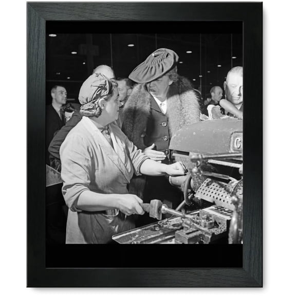 Framed Print: Eleanor Roosevelt Talking With Woman Machinist During Her Goodwill