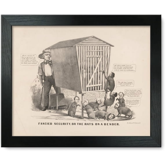 Framed Print: Fancied Security, Or The Rats On A Bender, 1856