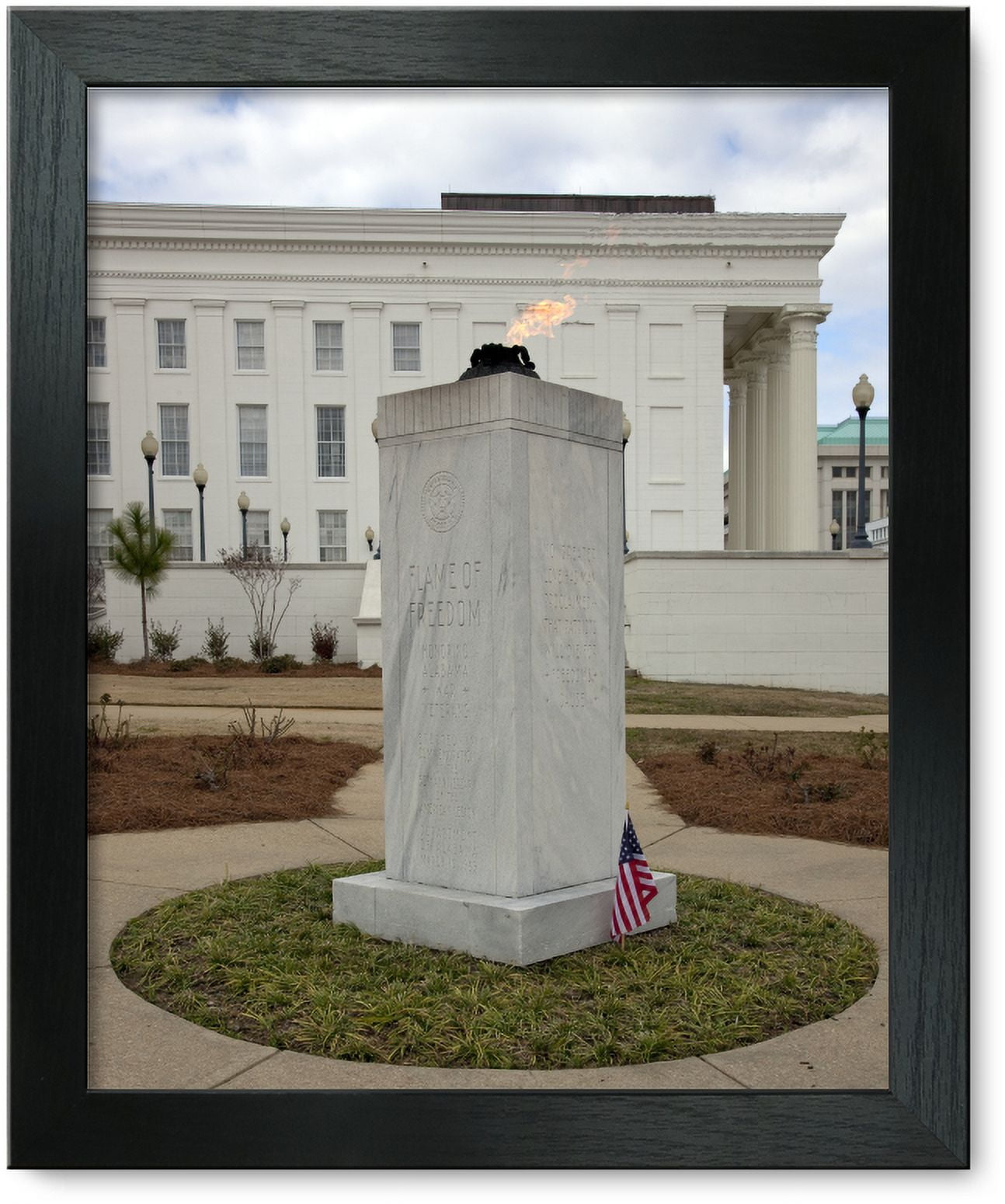 Framed Print: Flame Of Freedom Honoring Alabama War Veterans Stands On The
