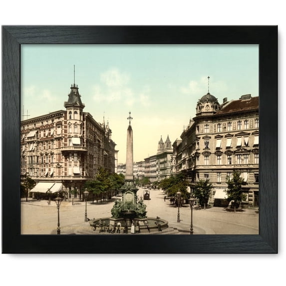 Framed Print: Fountain And Breiter Weg, Madgeburg i.e. Magdeburg, German Saxony