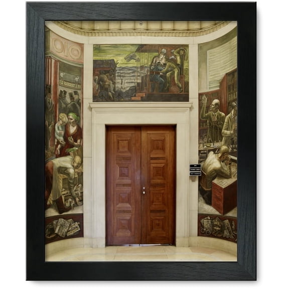 Framed Print: Fresco Paintings Above Entrance To Room 5114, Department Of