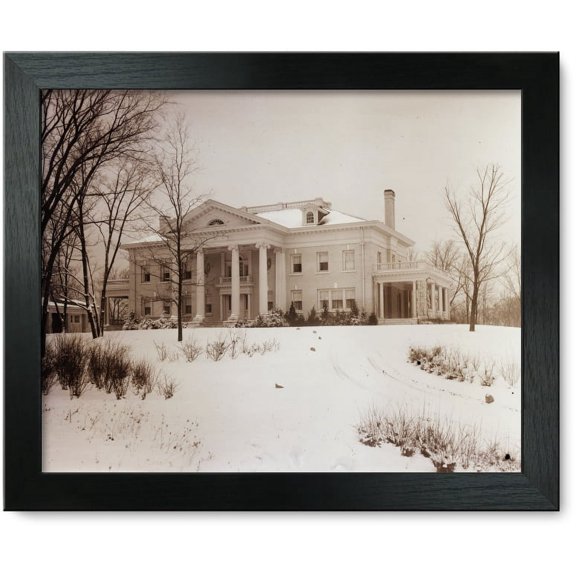 Framed Print: Front View Of Hawthorn Hill In Winter; Dayton, Ohio, circa 1914