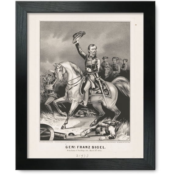 Framed Print: Genl. Franz Sigel: At The Battle Of Pea-Ridge, Ark. March 8th, 1862