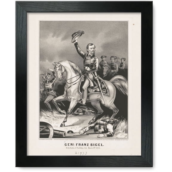 Framed Print: Genl. Franz Sigel: At The Battle Of Pea-Ridge, Ark. March 8th, 1862