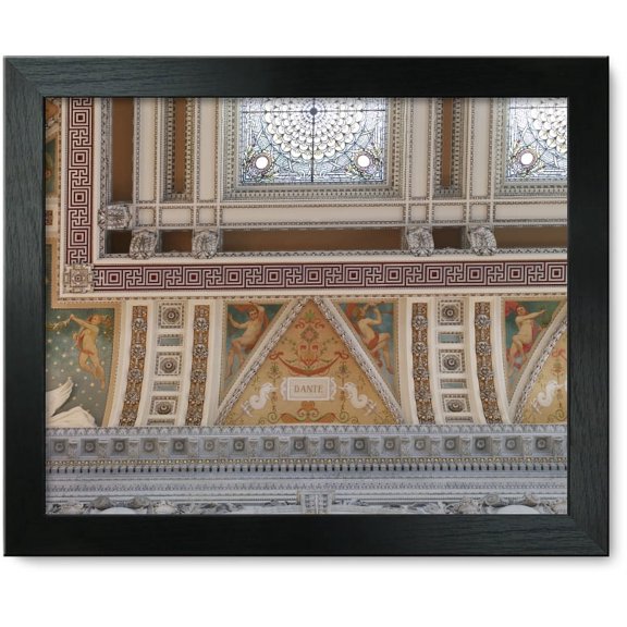 Framed Print: Great Hall. Detail Of Ceiling And Cove Showing Dante Plaque
