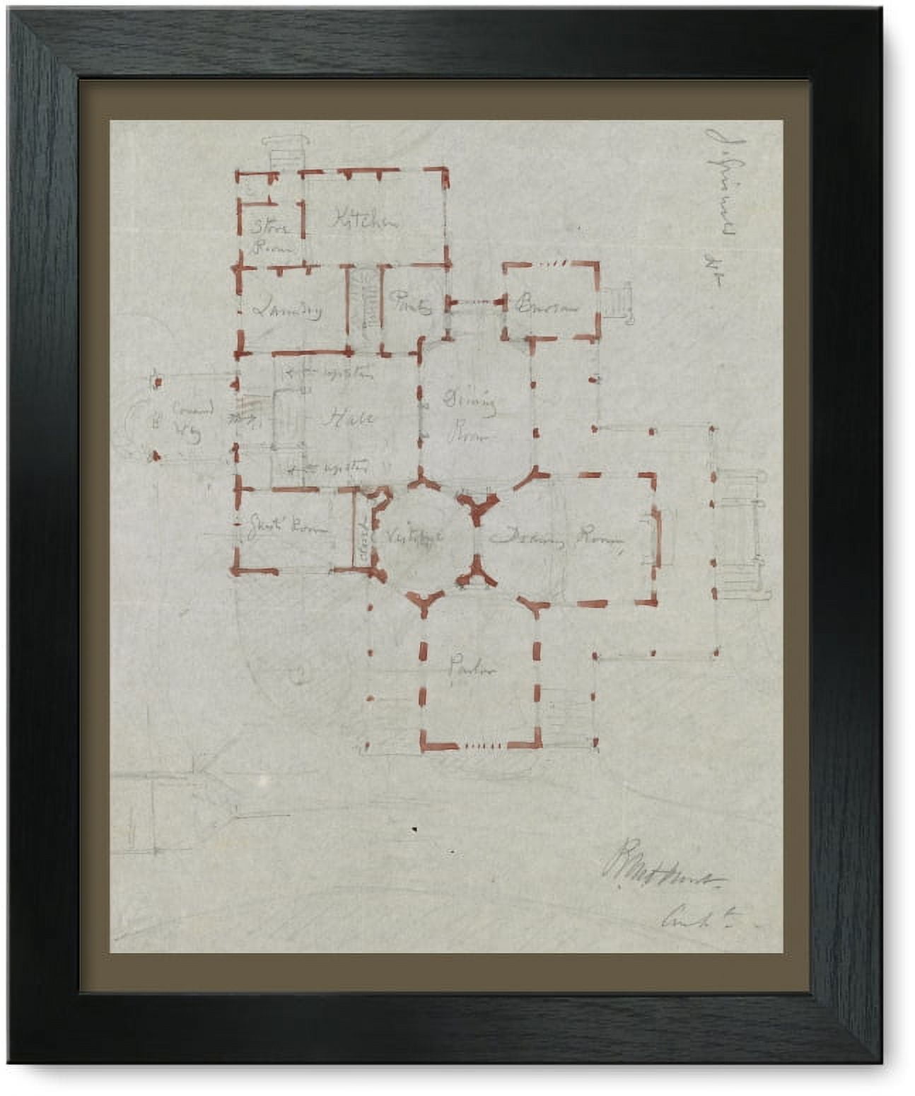 Framed Print Griswold House, Newport Art Museum. 3, First Floor Plan