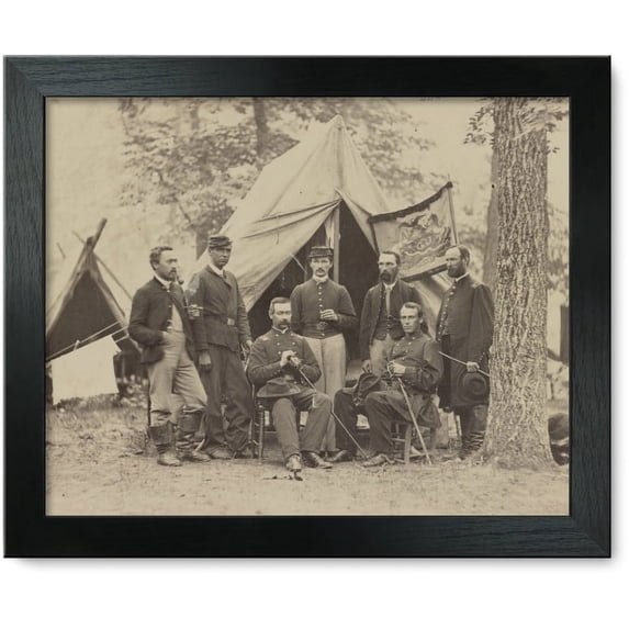 Framed Print: Group Of Officers In Front Of Tents, circa 1861