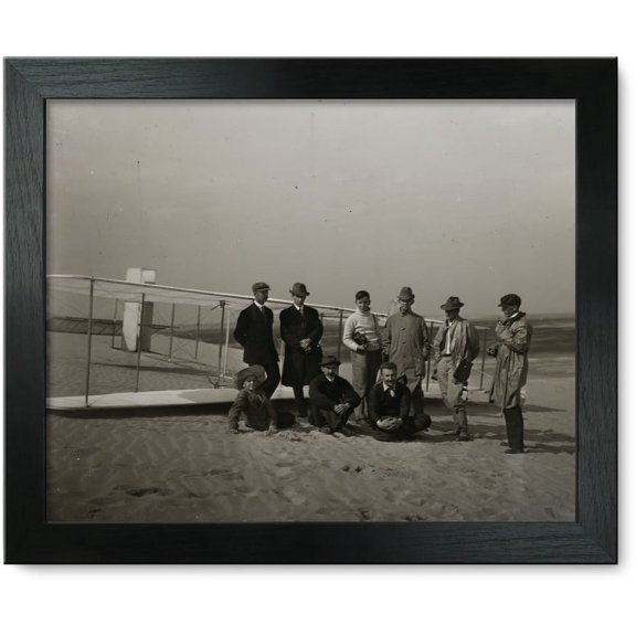 Framed Print: Group Portrait In Front Of Glider At Kill Devil Hill. Sitting