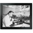 thumbnail image 1 of Framed Print: Henry Isenberg, Chief Microbiologist, Examines A Specimen Of Sperm, 1 of 3