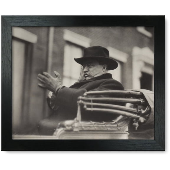 Framed Print: Hon. Theodore Roosevelt Seated In A Carriage, Wearing Hat, 1921
