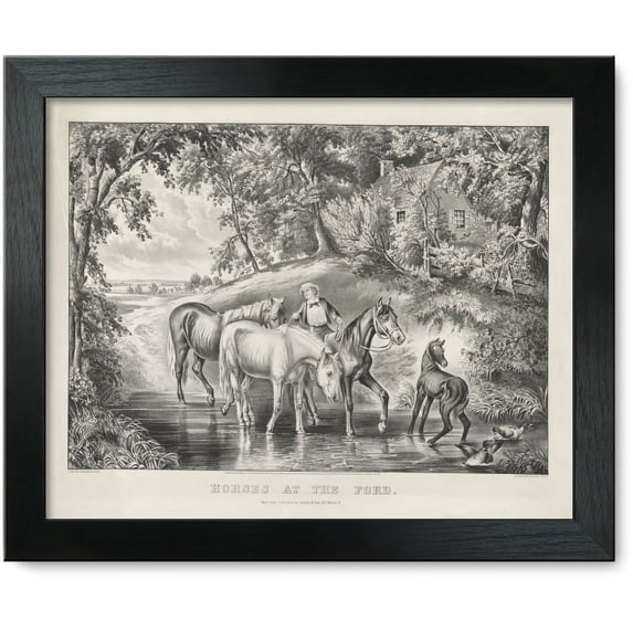 Framed Print: Horses At The Ford, 1867