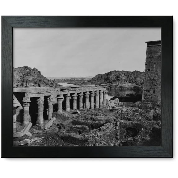 Framed Print: Ile De Fileh (Philae) - Colonnade, Pylone Et Premiere Cataracte Vus