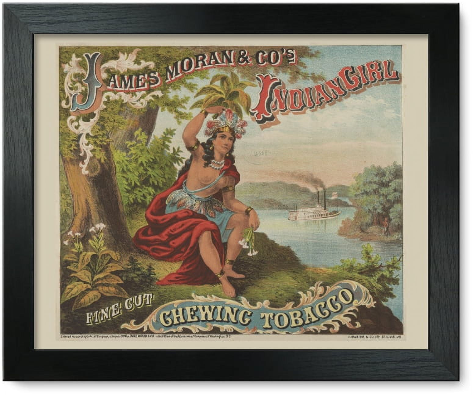 Framed Print: James Moran & Co.'s Indian Girl Chewing Tobacco, 1874