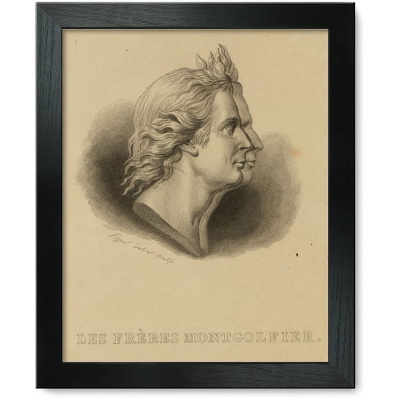 Framed Print: Les Freres Montgolfier, circa 1790