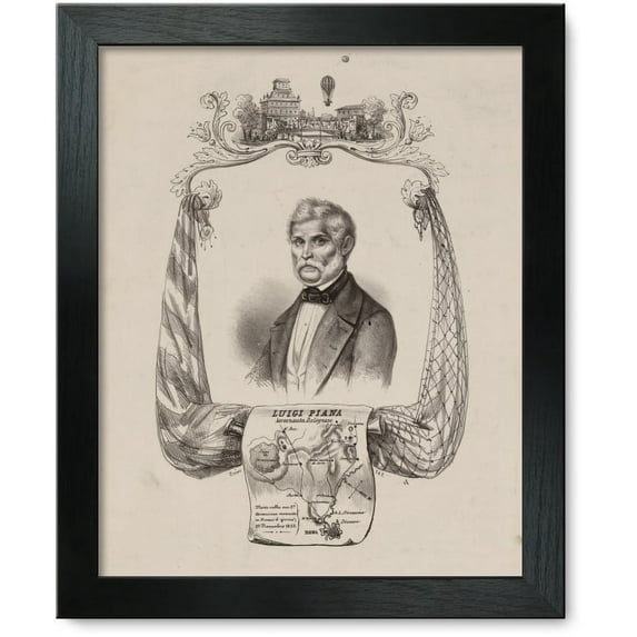 Framed Print: Luigi Piana, Aereonauta Bolognese, circa 1853