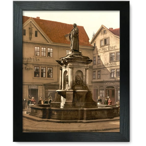 Framed Print: Luther Fountain At Riesenhaus, Nordhausen, Thuringia, Germany