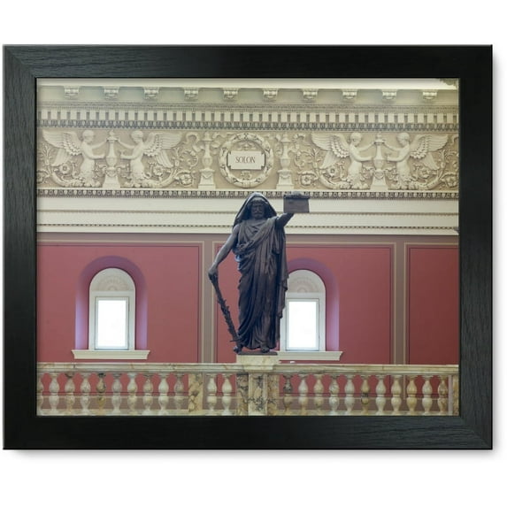 Framed Print: Main Reading Room. Portrait Statue Of Solon Along The Balustrade