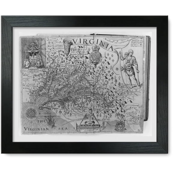 Framed Print: Map Of Virginia, 1624