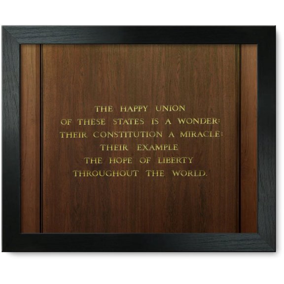 Framed Print: Memorial Hall. Quotation From James Madison, Beginning The Happy