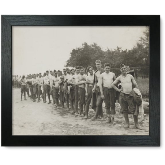 Framed Print: Men From Front Lined Up To Turn In Their Clothing For Replacement