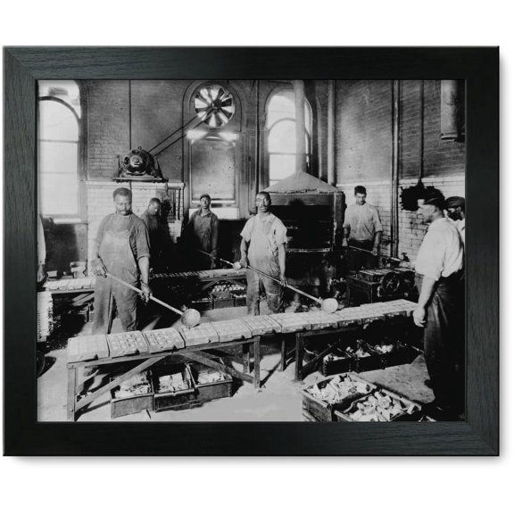 Framed Print: Men Pouring Melted Metal Into Molds In The Government Printing